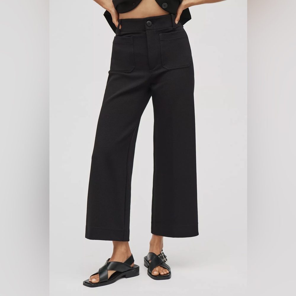 Maeve Black Wide-Leg Crop Pants